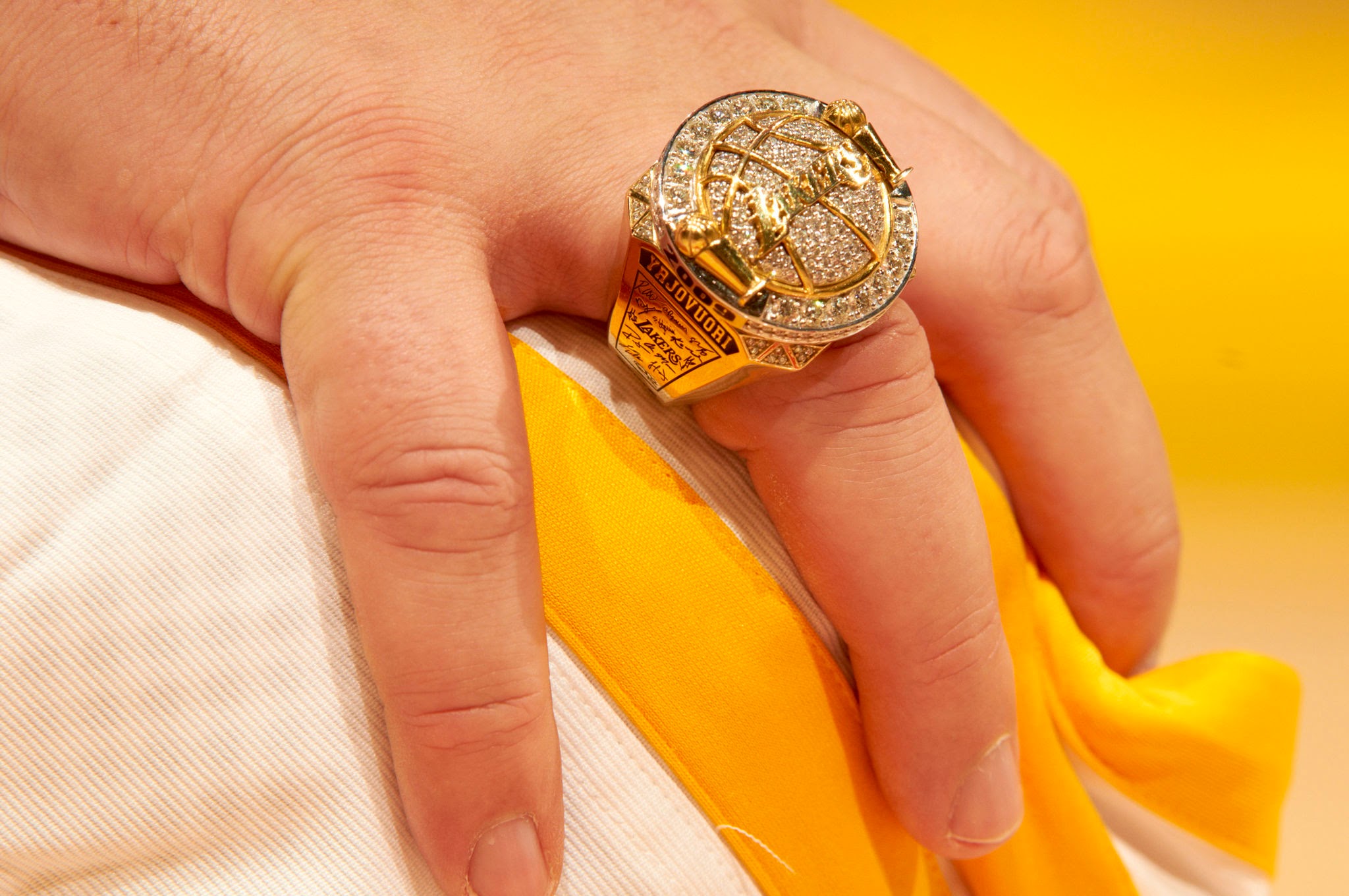 The 2009 Los Angeles Lakers championship ring designed by Jason of Beverly Hills.